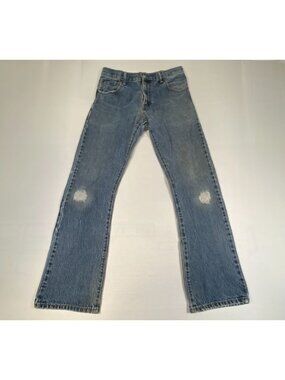 Levi's 527 Men's 30x32 Relaxed Fit Distressed Light Wash Denim Jeans